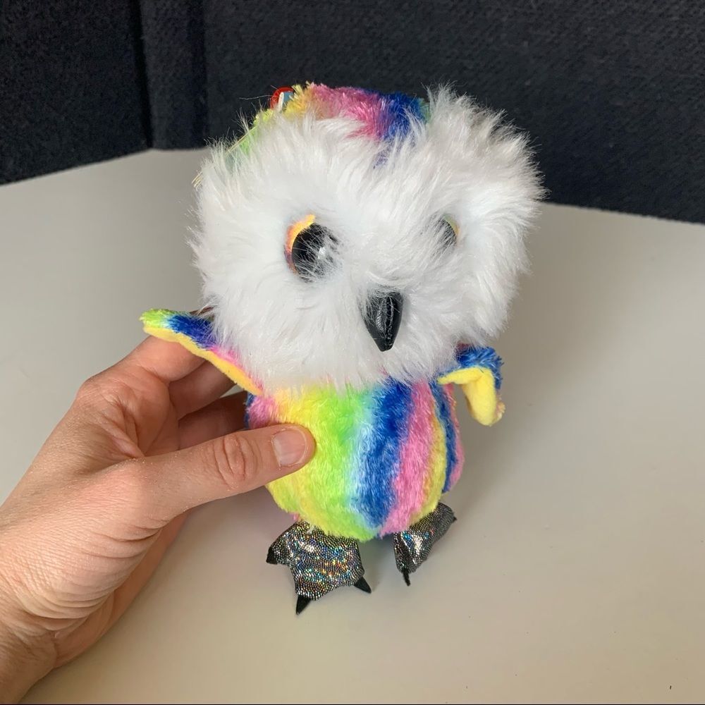 Lumo Stars STRIPE Plush Rainbow Owl Shimmery Stuffed Animal Soft Toy w/ Tag.